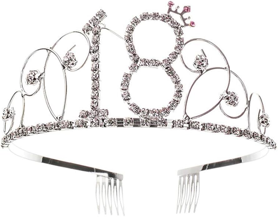 Voarge Krone 18 Geburtstag Silber Kristall Geburtstag Tiara, Kristall Geburtstag Tiara Birthday