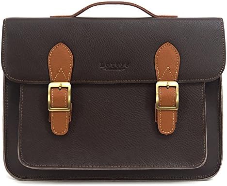 Lotuff Men's Genuine Leather Cross Shoulder Satchel Bag One Size DeepBrown