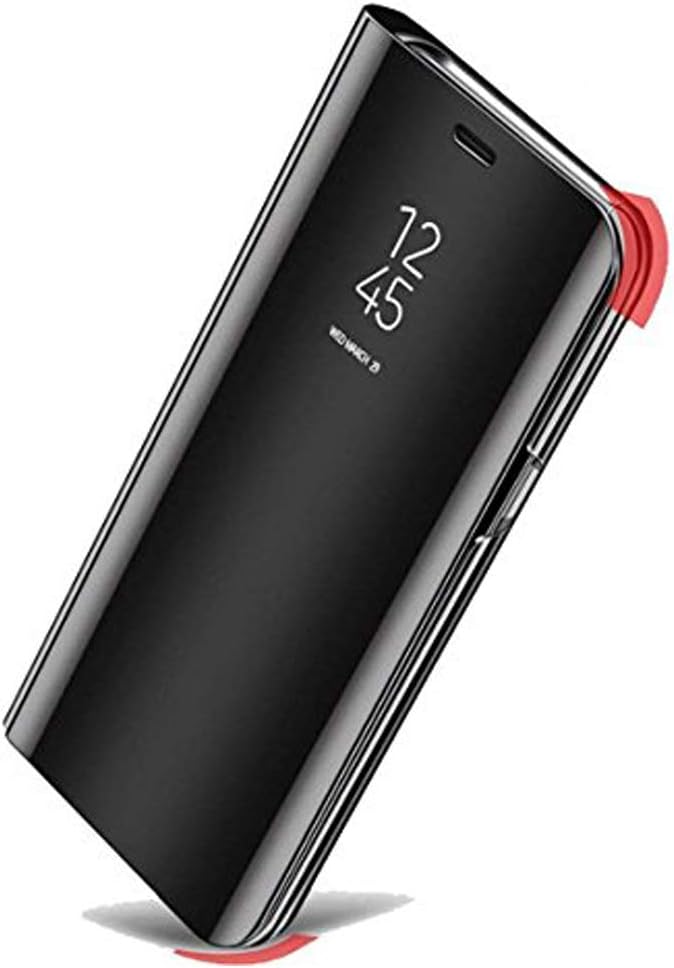 Johra® Luxury Clear View Electroplate Mirror Acrylic Protective Leather Flip Case Cover for Xiaomi Mi Redmi Y2 (Black)
