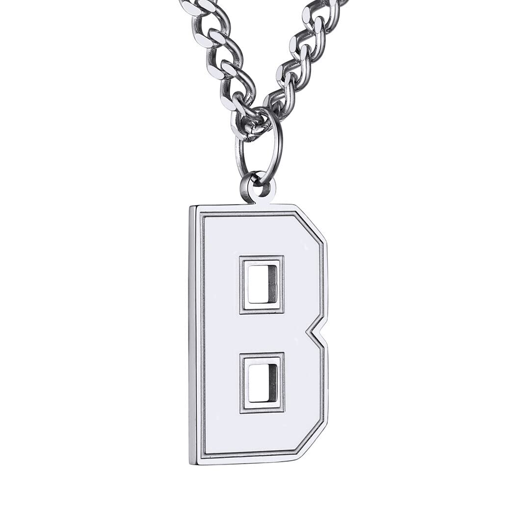 GoldChic Jewerly 316L Stainless Steel Letter B Tag, Hip Hop Mens Necklace Initial Jewellery Gifts For Baseball Lovers