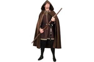 JPXH Renaissance Cloak with Hood Medieval Cape for Men and Women Halloween Costume