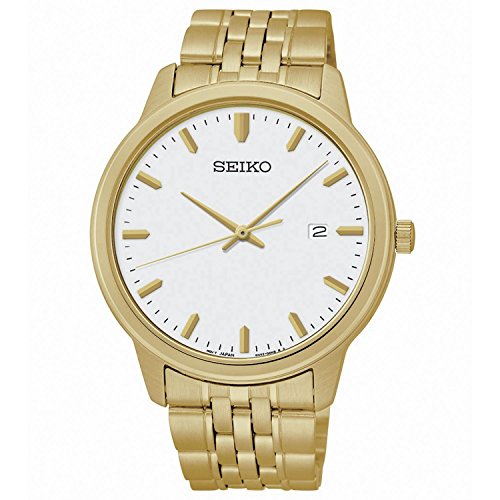 Seiko Quartz White Dial Gold-Tone Men's Watch SUR096