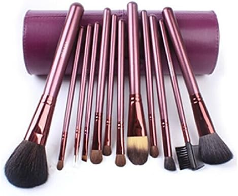 Megaga Makeup Brushes-Studio Quality Natural Cosmetic Brush Set with cup Holder Leather Case , 13 Count (Purple) by Megaga Cosmetic