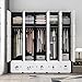 KOUSI Portable Closet Wardrobe Closet Clothes Closet Bedroom Armoire Storage Organizer with Doors, Spacious & Sturdy, Extra Space & Durable Black, 10 Cubes 5 Hanging Clothes