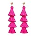 Jane Stone Fashion Tassel Earrings Statement Bohemian Multi Layered Gold Plated Rosy Jewelry for Women Girls