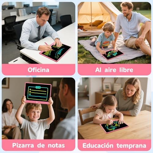 Tableta de Escritura LCD 12 Pulgadas, Electight 2026 Edición Mejorada Tablet Escritura Pantalla Colorido Infantil con Borrable y Bloqueo, para Niñas y Niños de 3-12 Años, para Hogar, Escuela, Rosa