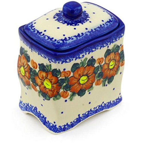 Ceramika Bona H0907F Polish Pottery Ceramic Jar with Lid Hand Painted, 6-Inch