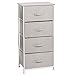 mDesign Tall Dresser Storage Tower Stand with 4 Removable Fabric Drawers - Steel Frame, Wood Top Organizer for Bedroom, Entryway, Closet - Lido Collection - Linen/Tan