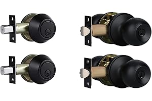 CIELSA DAWN Exterior Door Lock Set with Deadbolt, Single Cylinder Deadbolt Lock and Door Knob Set, Keyed Alike Door Locks for Front Door,Matte Black Door Knob and Deadbolt Set(2Pack Set)