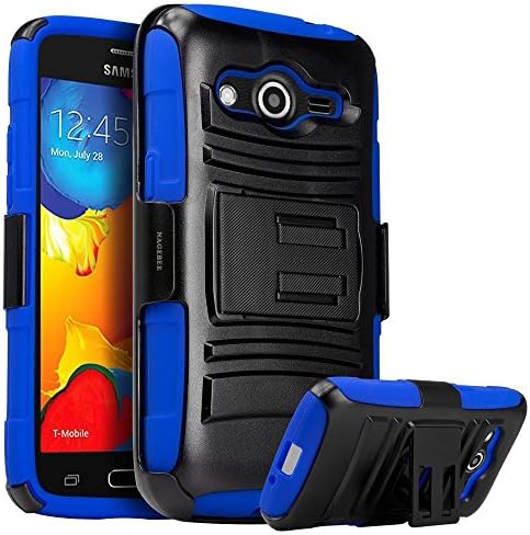Galaxy Prevail LTE Case,Galaxy Core Prime Case, Nagebee Heavy Duty Hybrid Armor Dual Layer Rhino Kickstand Belt Clip Holster Combo Rugged Case for Samsung Galaxy Prevail LTE ,Samsung Galaxy Core Prime (Holster Combo Blue)