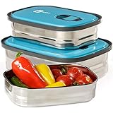 Bento Lunch Box Food Container Storage Set 3 In 1. Leak Proof Stainless Steel Can with Lids. Healthy Takeaway - Kids - Adults For Outdoor Meals. FREE BONUS-Enjoy Fun & Decorative Stickers. BPA Free