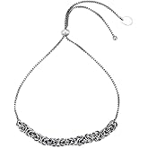 Vanbelle Sterling Silver Jewelry - Rhodium Plated with 925 Stamp - Antique Finish Byzantine Chain Adjustable Bracelets for Women - Handmade Byzantine Chain Bracelet