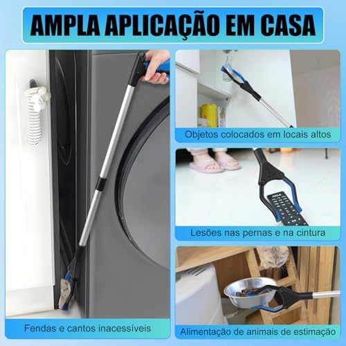 80 cm Pegador de Objetos Garra Mão Mecânica, Garra de Alcance Dobrável para Pegar, Ferramenta de Coleta com Mandíbula Giratória de 360°, Ferramenta de Alcance Pegador de Objetos a Distancia