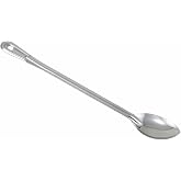 Winco 21" Stainless Steel Basting Solid Spoon | Dishwasher safe, Extra long handle, Holds juices, Great for Cooking, Buffet Service, Food Preparation and Serving