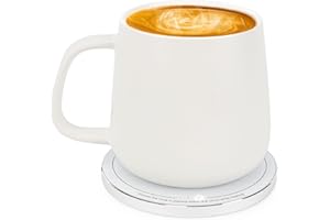 APEKX Warm Cup Coffee Mug Warmer Set - Smart Stable Constant Temperature 131°F, 15W Wireless Charging, 12.8 oz Capacity - Supports USB-C Interface, Automatic Power On/Off Function (4 H). (White)