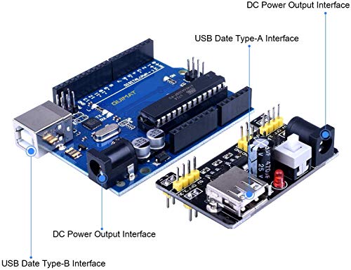 Quimat Project Super Starter Kit with Free Tutorial Complete Robotics Sensor Kit with Breadboard,Protoboard, Board,5V Relay,Power Supply Module,Stepper Motor, Compatible with ArduinoIDE