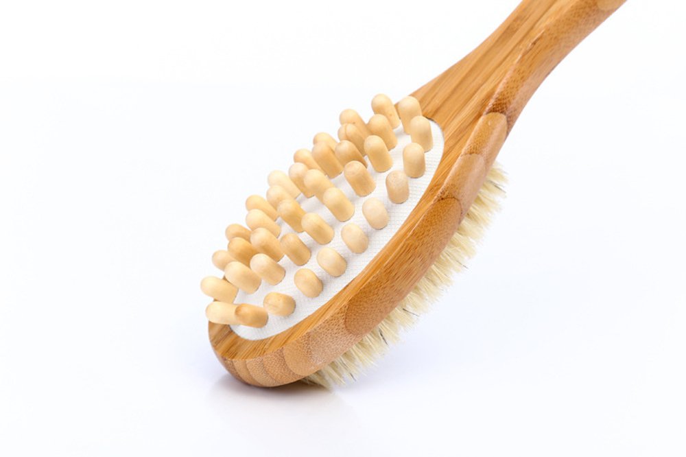 Bath Brush,Back Scrubber,Aneky Soft Natural Bristles Back Brush with Long Handle for Exfoliating Skin & Wood Beads for Massage - Use Wet or Dry -Suitable for Men and Women