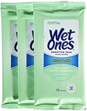 Wet Ones Moist Towelette For Sensitive Skin, Travel Pack, 15-Count (3 pack)