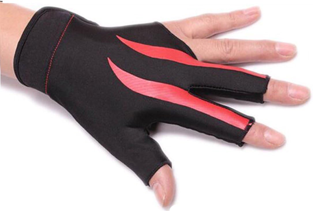 Gtopart High Elasticity 3 Finger Billiard Gloves Left Hand, Free Size, Dry Fast, Anti-slip, Lycra Material