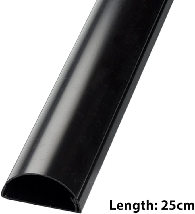 25cm 30mm x 15mm Black Trunking Half Round Cable Conduit Cover