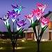Solar Garden Stake Lights Outdoor 2-Pack LED Solar Charging Lights with 8 Lily Flowers Changing Multiple Colors Decorates Your Garden Balcony Patio Lawn Backyard(Purple and Red)