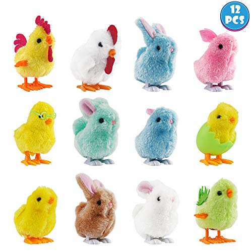 FUNNISM 12 Wind-Up Jumping Cute and Colorful Bunny and Chicken Toys for Easter Basket Fillers,Easter Egg Hunt,Treasure Chests,Classroom Prize Supplies,Birthdays,Kids Gifts and Party Favors - Thumbnail 7