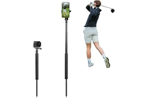 YKI Golf Monopod Selfie Stick with Ground Spike Stake, Golf Swing Analyzer Phone Stand for Training Aid, Golf Phone Holder Selfie Stick for Recording Swings