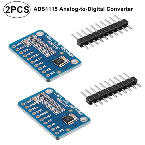 2pcs ADS1115 16 Bits 4 Channel Analog-to-Digital ADC PGA Converter with Programmable Gain Amplifier High Prcision I2C IIC 2.0V to 5.5V Bits ADC Converter Development Board for Arduino and Raspberry
