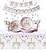 EXIJA Unicorn Party Supplies Set, 16 9inch Dinner Plates+16 7inch Dessert Plates+16 Napkins, Unicorn Plates and Napkins for Birthday Girls Party Favors,Serves 16