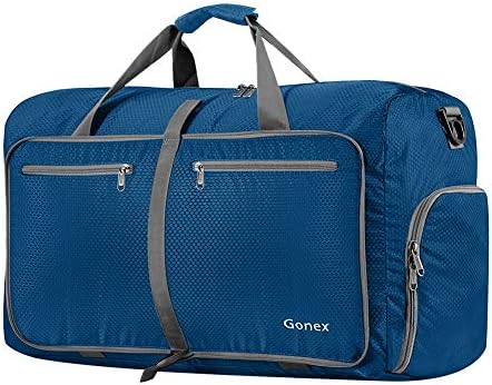 Gonex 60L Foldable Travel Duffel Bag Water & Tear Resistant, Deep Blue