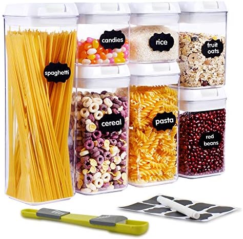 密閉食品保存容器 蓋付き Bpaフリー プラスチック容器 計量スプーン ラベル ペン付き Training