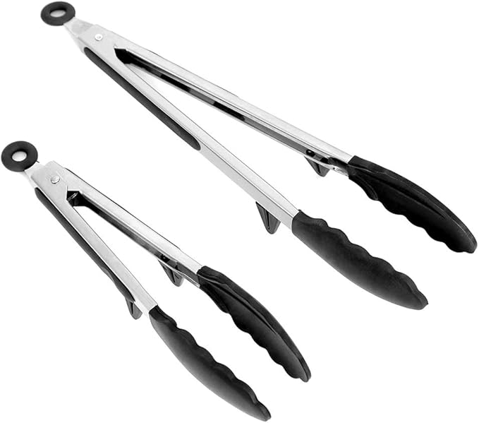 Raniaco Kitchen Tongs Set of 2 Tongs Silicone 9 & 12 inches Food