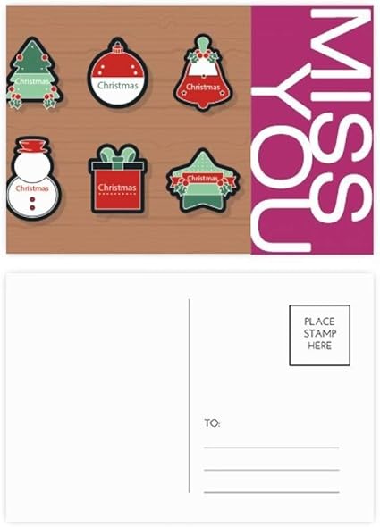 Amazon クリスマスのシンボルのクリスマス漫画アイコン ポストカードセットサンクスカード郵送側個ミス ポストカード 絵柄付はがき 文房具 オフィス用品