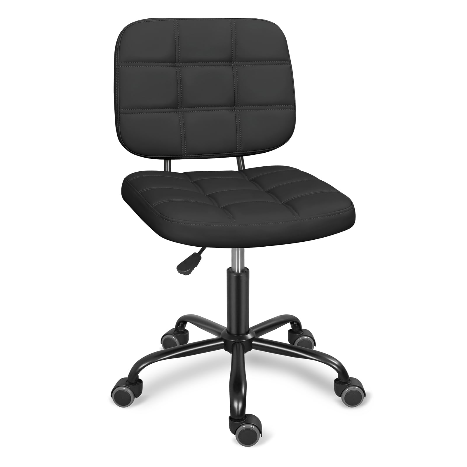 Photo 1 of **MISSING WHEELS**ERGOSEAT Armless Home Office Desk Chair with Wheels, Modern Ergonomic Drafting Rolling Chair with 360° Swivel Wheels,Height Adjustable Computer Task Chairs for Small Space, Black