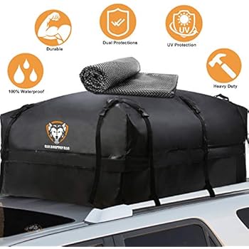 Waterproof Rooftop Cargo Carrier - Heavy Duty Roof Top Luggage Storage Bag with Anti-slip Mat + 10 Reinforced Straps + 6 Door Hooks - Perfect for Car, Truck, SUV, Van With/Without Rack - 19 Cubic Feet