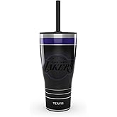 Tervis Traveler NBA Los Angeles Lakers - Night Game Triple Walled Insulated Tumbler Travel Cup Keeps Drinks Cold & Hot, 30oz with Straw Lid, Stainless Steel