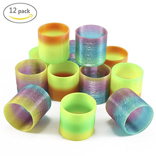 Johouse Rainbow Magic Spring Circles Slinky Rainbow Circle Toys Test Birthday Gift for Children ,12 PCS