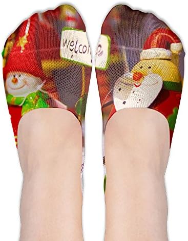 Merry Christmas A1513 Casual No-Show Socks Of Hidden Flat Boat Line With Anti-Slip Grip
