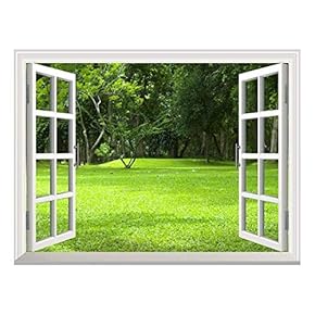 Removable Wall Sticker/Wall Mural - Garden Green Grass | Creative Window View Wall Decor - 24"x32"