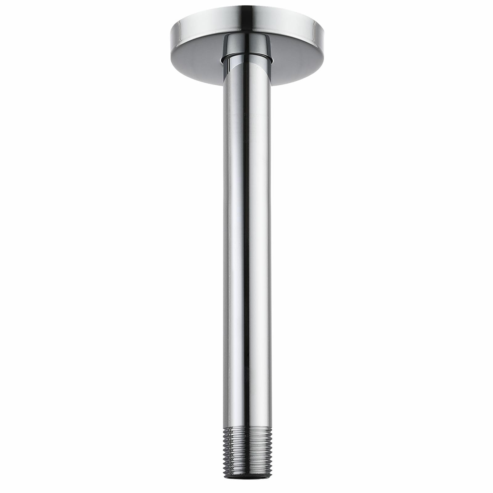 Voolan Shower Arm with Flange, Ceiling Mounted Round Fixed Shower Pipe, Bathroom Straight Rain Shower Replacement Arm, Universal Connection 1/2 NPT (10 Inch, Chrome)
