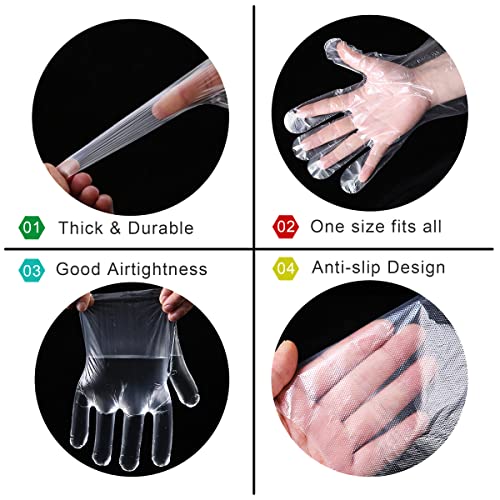 Individually Wrapped Disposable Food Prep Gloves 100 Pair / 200 Count, Multipurpose Plastic Food