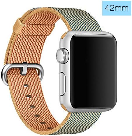 ClockChoice Gold/Royal Blue Woven Nylon Band for 42mm Series 1&amp;2 Apple Watch, Uniquely and Artistically Designed Replacement Strap, Comfortably Light With Fabric-Like Feel, For Men and Women Use