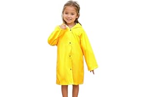 BEBAOVO Yellow Rain Jacket for Kids, Waterproof Hooded Raincoat for Boys Girls Toddlers Lightweight Rain Coat Rainwear