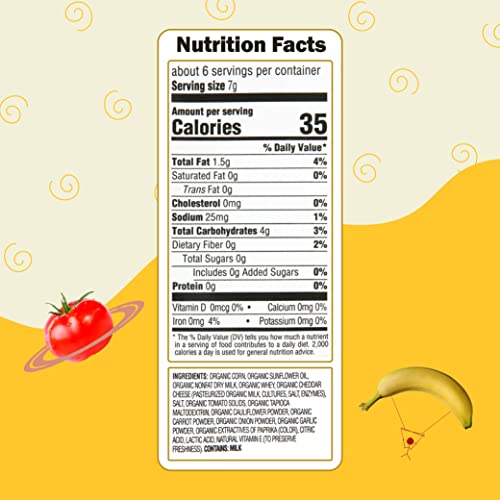 EARTH’S BEST ORGANIC VEGGIE PUFFS FOR TODDLERS 2 YEARS OLD AND UP, CHEDDAR FLAVOR, 1.55 OUNCE BAG