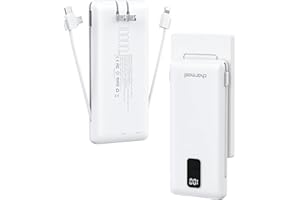 Charmast Portable Charger with Built-in Cables & Wall Plug, 10000mAh Portable Power Bank, External Battery Pack Travel Essentials Compatible with iPhone 16/15/14/13, Samsung, iPad etc