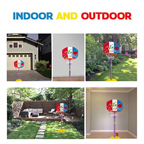 GoBroBrand Toddler Basketball Hoop - Kids Easy Score Basketball Game with Adjustable Height - 6 Height Settings & Pump Included - for Boys & Girls Age 3 - 12 Years Old - Thumbnail 3