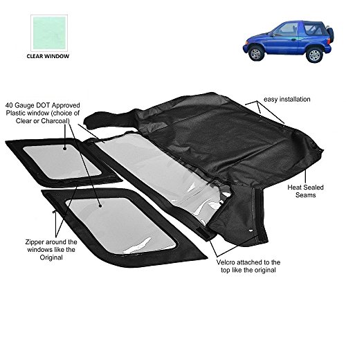 AutoBerry Compatible with KIA SPORTAGE 1996-2002 Convertible Soft Top Replacement (Clear Window)