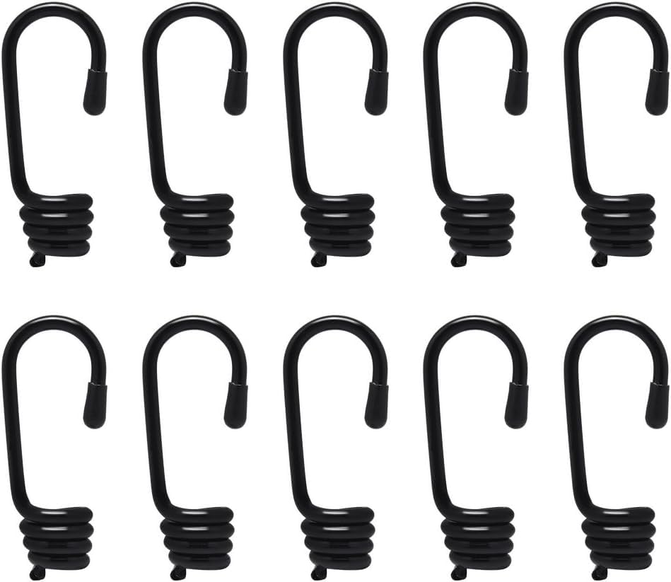Hysagtek 10 X 8mm Plastic-coated Bungee Shock Cord Hook Spiral Wire Hooks End for Elastic Rope Strapping Tape