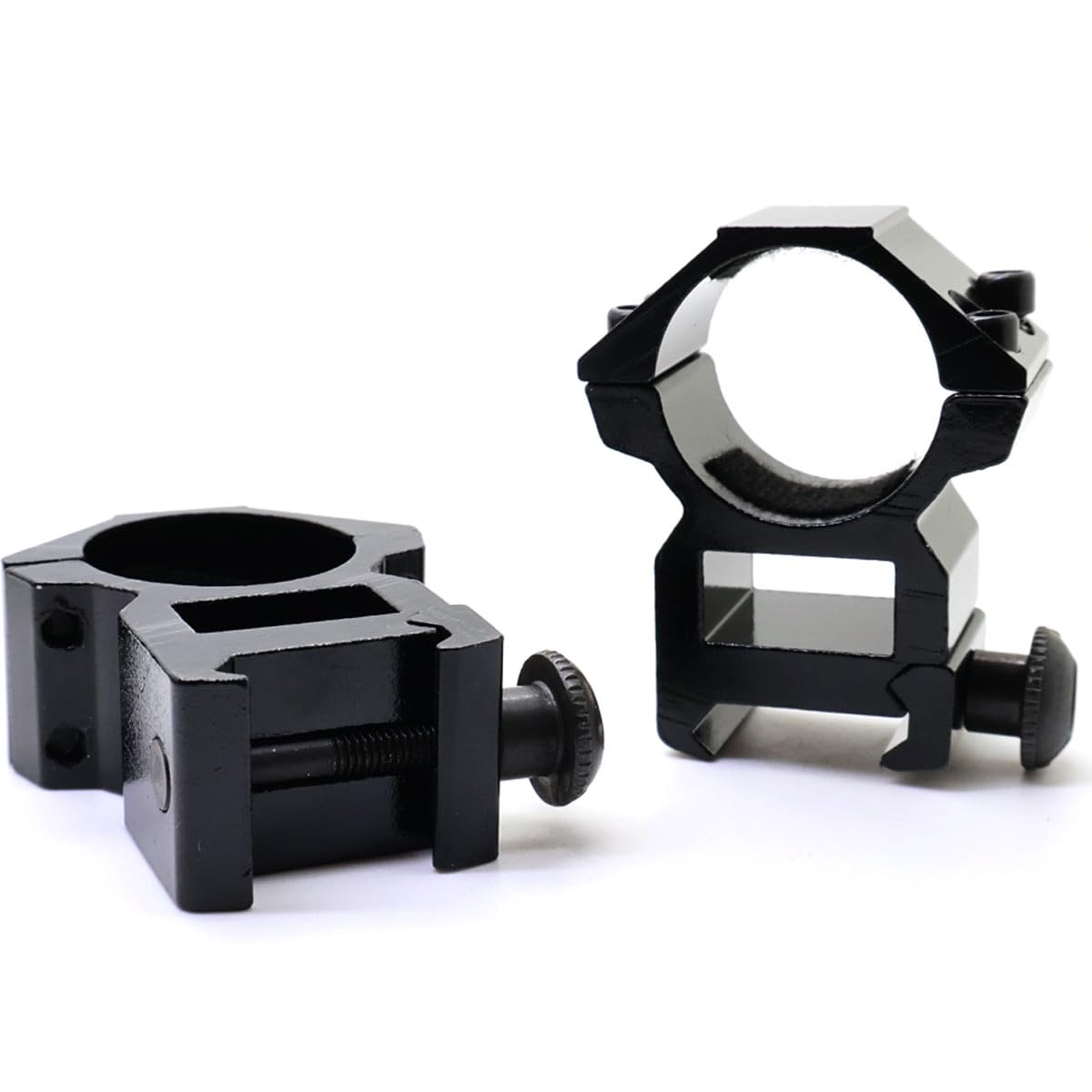 RALSPEC 2 x High Profile Rifle Scope Mounts 25.4mm / 1" Rings for 20mm Weaver/Picatinny Rail Tall Optics Mount QD Quick Detach Airsoft