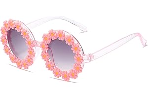 JINHUIBBA Girls round Flower Sunglasses Flower Cute Glasses UV 400 Protection for Outdoor Beach